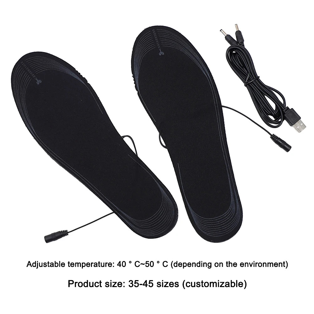 Unisex Electric Footwear Warmer Adjustable Temperature USB Heated Insoles Outdoor