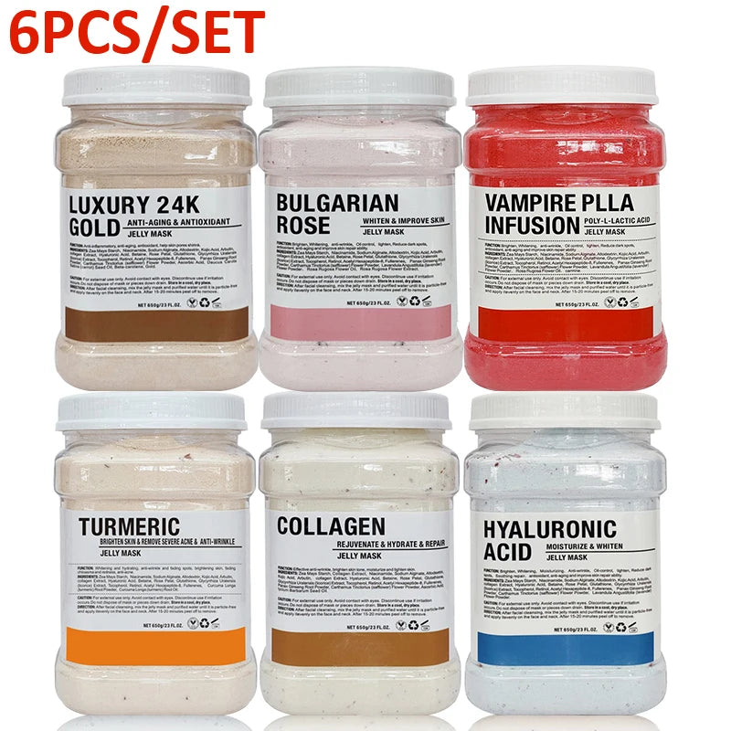 6PCS Jelly Mask Powder Wholesale 650G Professional Masks Beauty Salon Use Facial Skin Care Products
