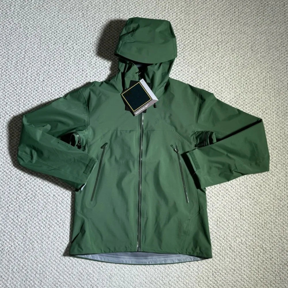 Three Layer Embroidery Logo Outdoor Waterproof Windbreaker Jacket Unisex