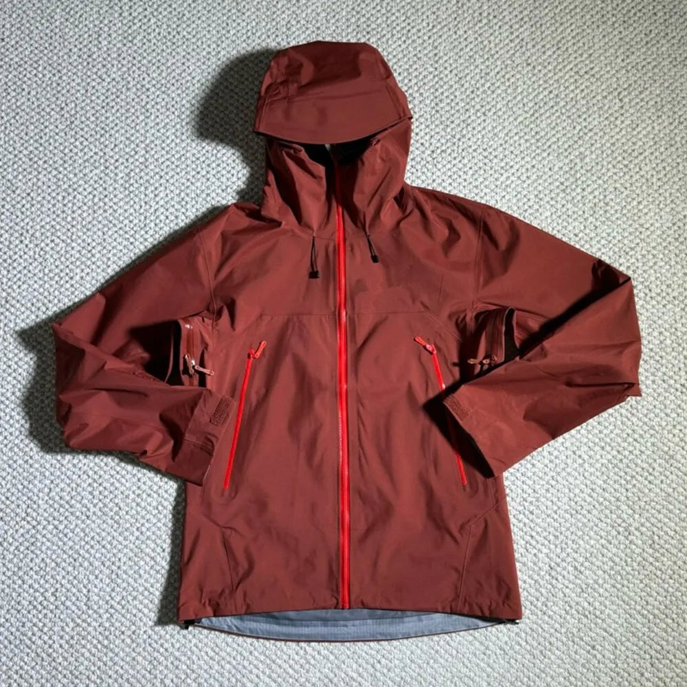 Three Layer Embroidery Logo Outdoor Waterproof Windbreaker Jacket Unisex