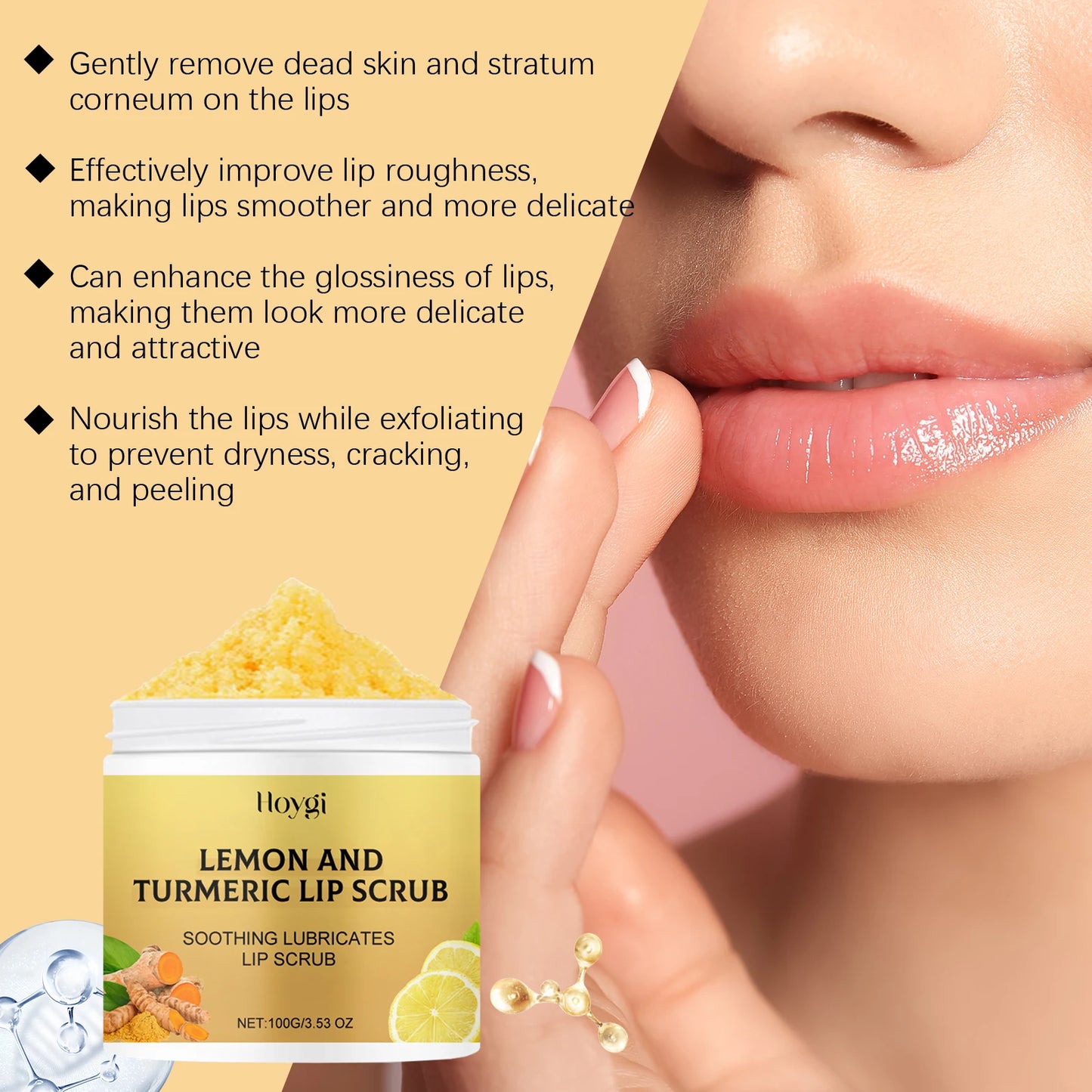 Hoygi Turmeric Lemon Lip Scrub Moisturizing Exfoliating Lip Treatment