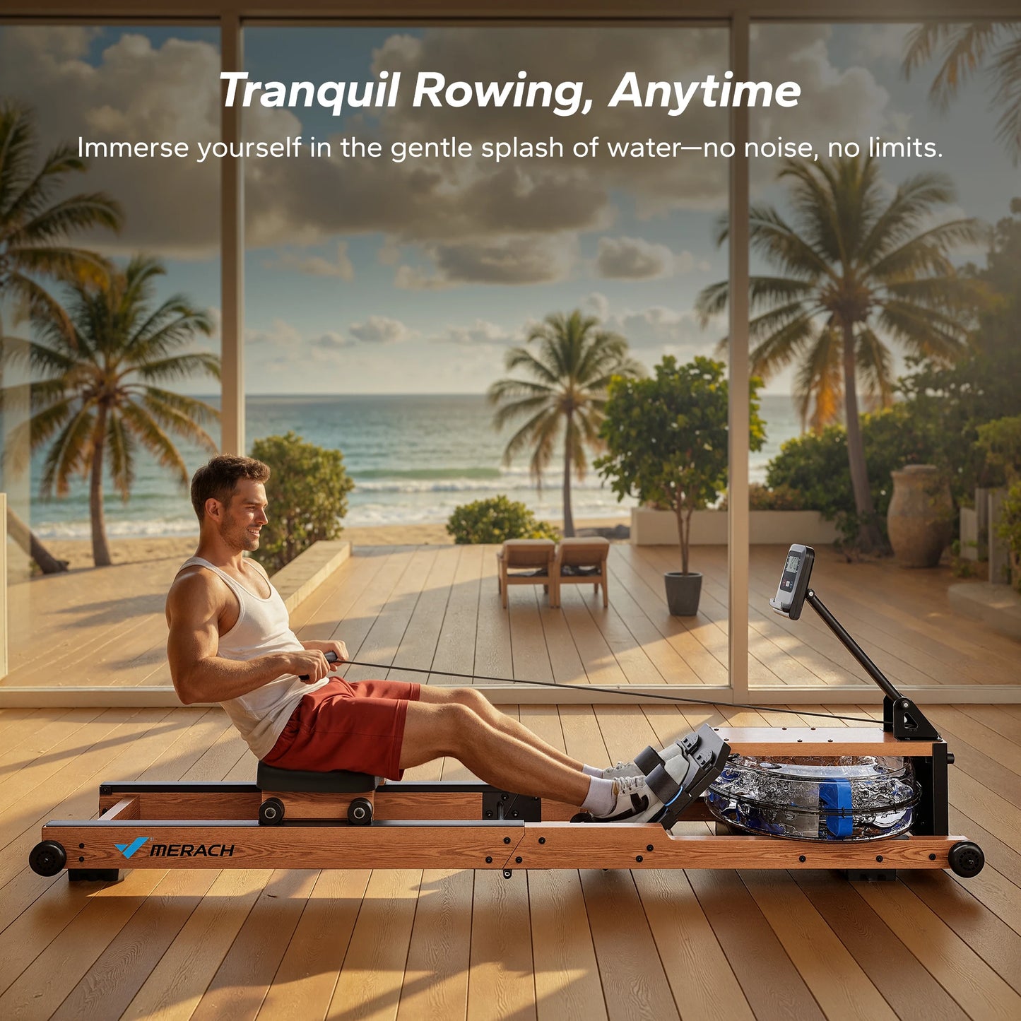 MERACH Water Rowing Machine Foldable With 400 LBS Capacity
