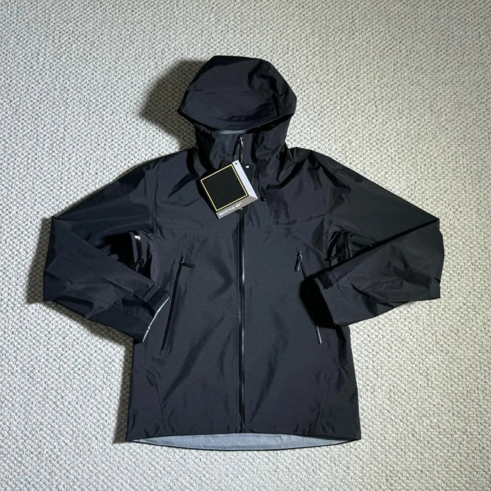 Three Layer Embroidery Logo Outdoor Waterproof Windbreaker Jacket Unisex