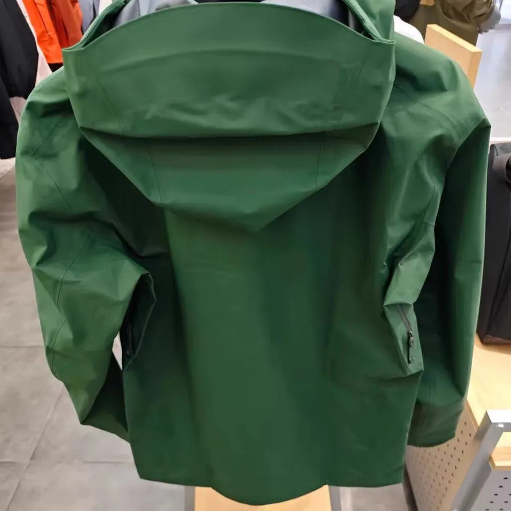 Three Layer Embroidery Logo Outdoor Waterproof Windbreaker Jacket Unisex