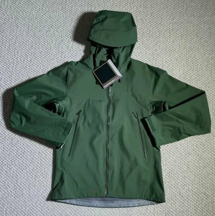 Three Layer Embroidery Logo Outdoor Waterproof Windbreaker Jacket Unisex
