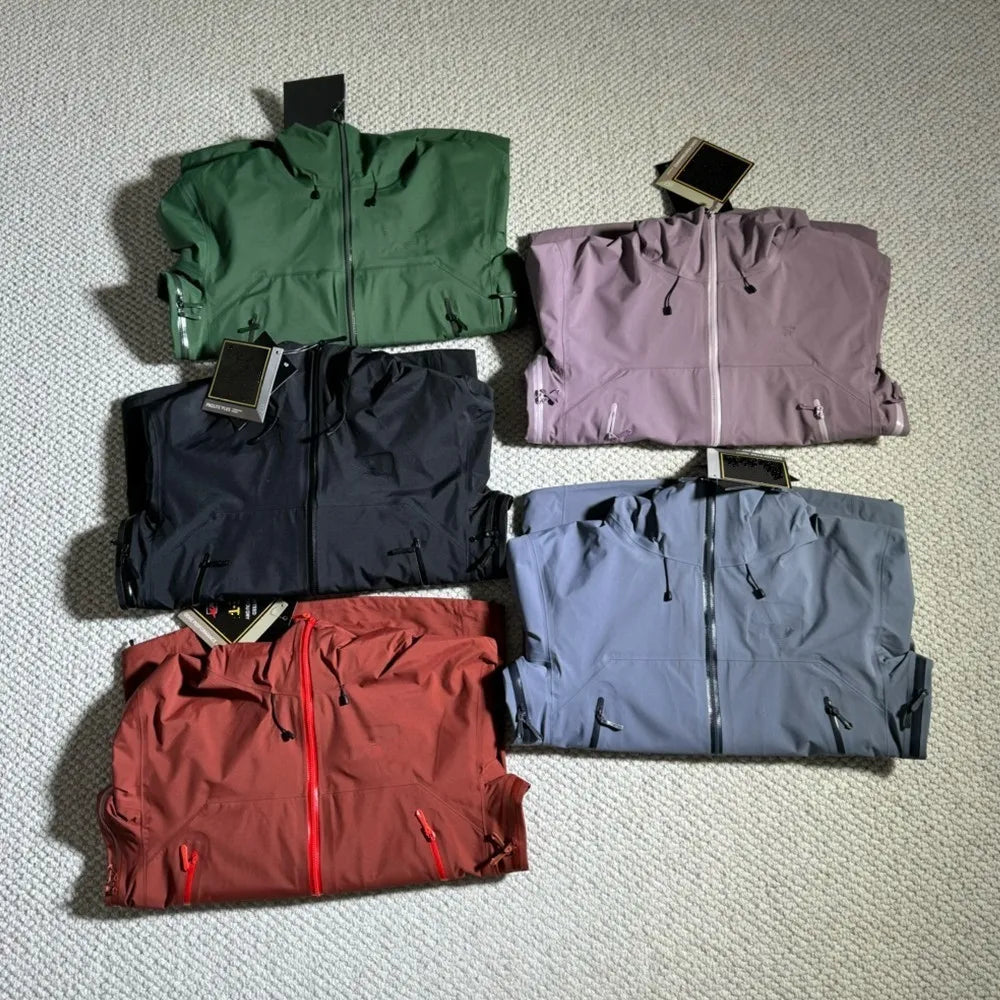 Three Layer Embroidery Logo Outdoor Waterproof Windbreaker Jacket Unisex