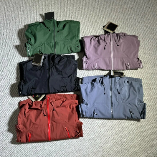 Three Layer Embroidery Logo Outdoor Waterproof Windbreaker Jacket Unisex