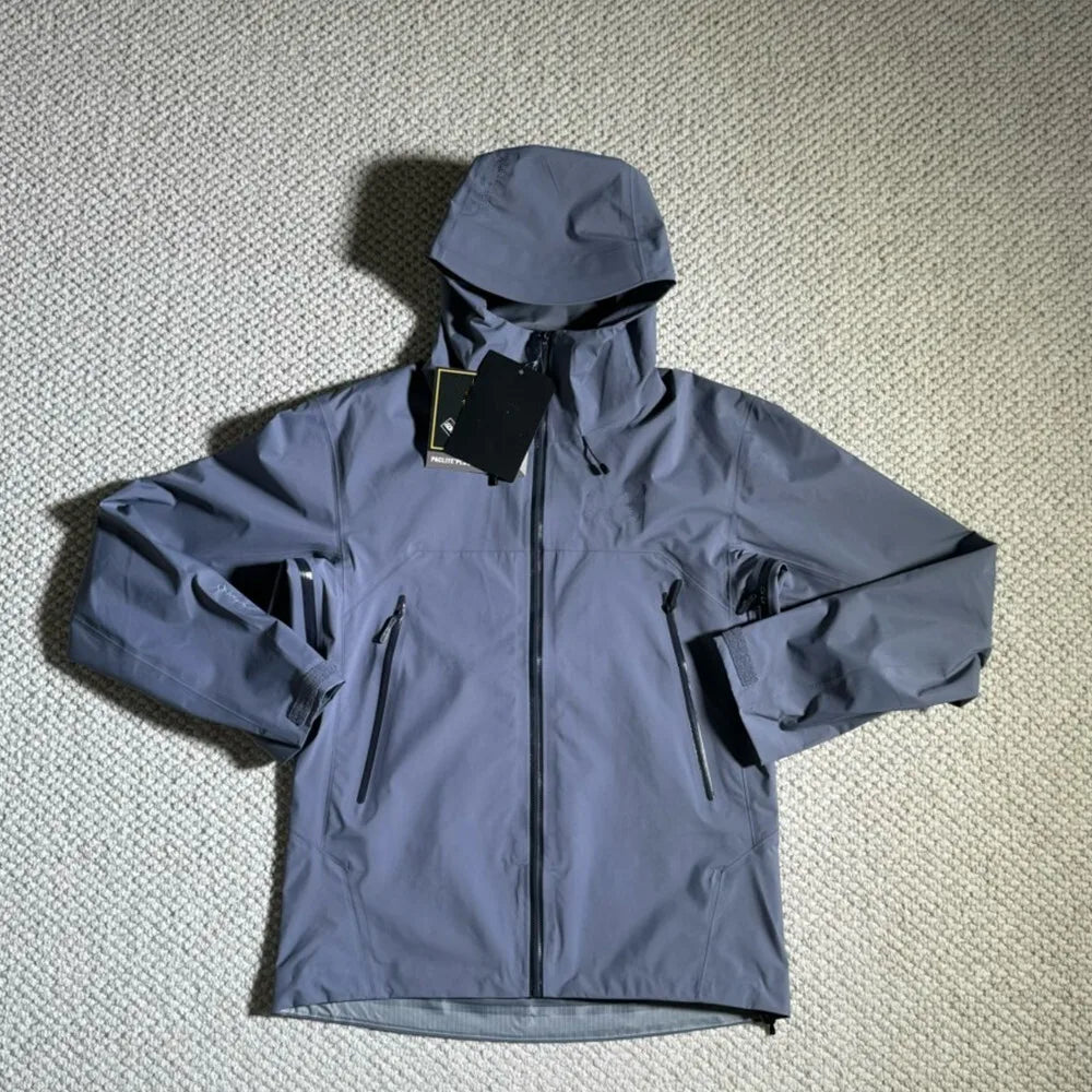 Three Layer Embroidery Logo Outdoor Waterproof Windbreaker Jacket Unisex