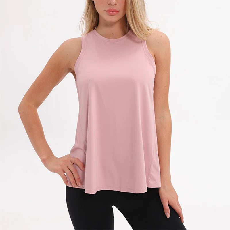 Women Naked Feel Athletic Yoga Vest Open Back Tank Top Breathable Stretchy Fitness Wear