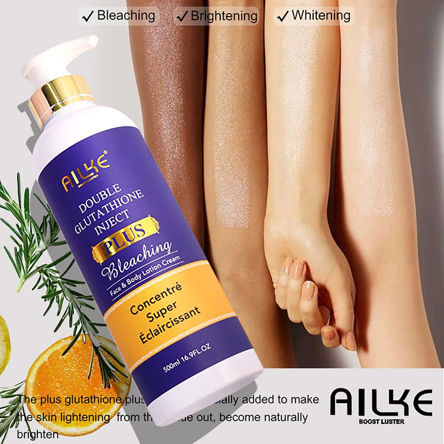 AILKE Glutathione Whitening Cream, Advanced Lightening Lotion, Glowing Cream For All Skin, Reduce Dark Spots, Even Skin Tone