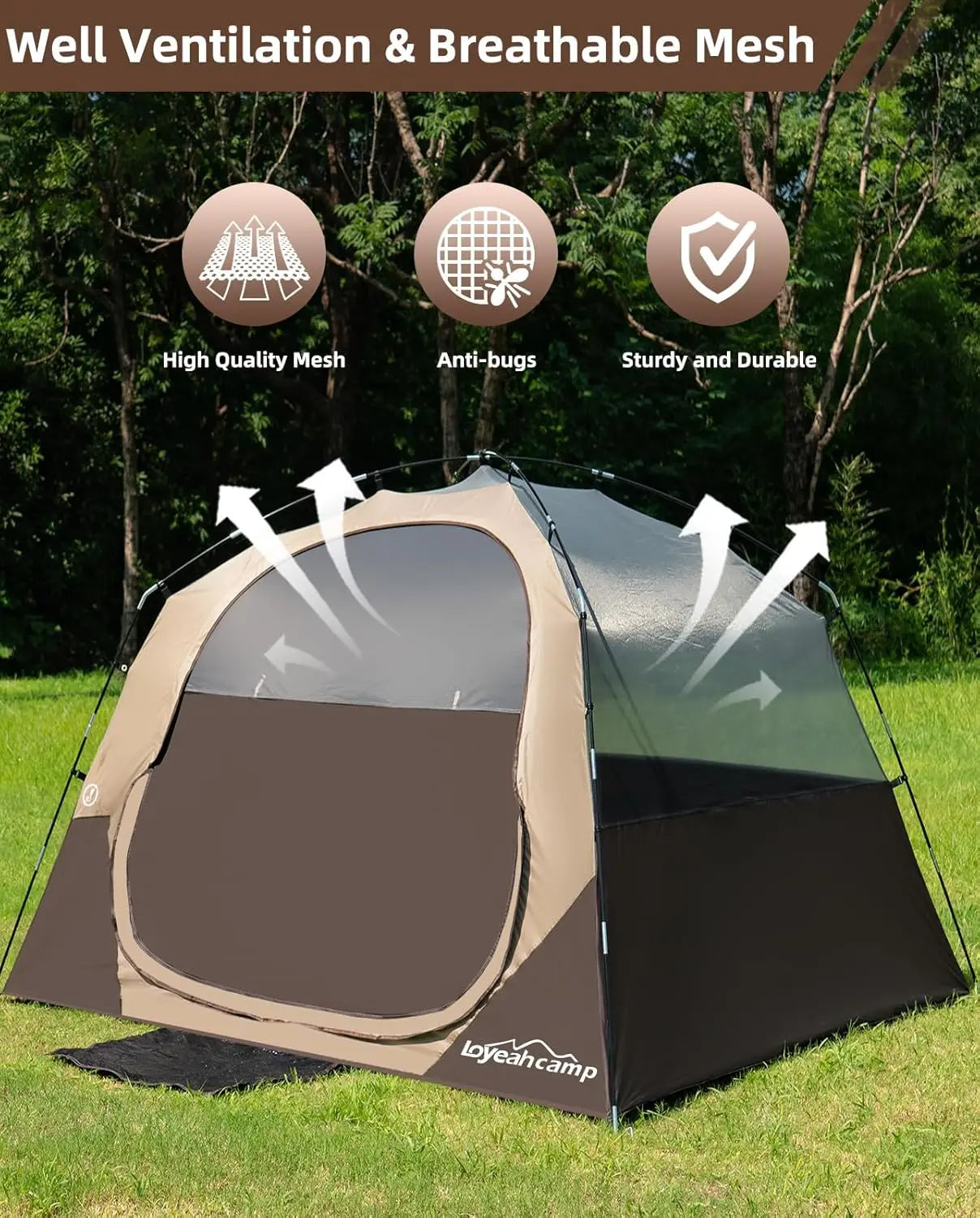 Family Waterproof Dome Tent With Rainfly And Easy Setup Outdoors