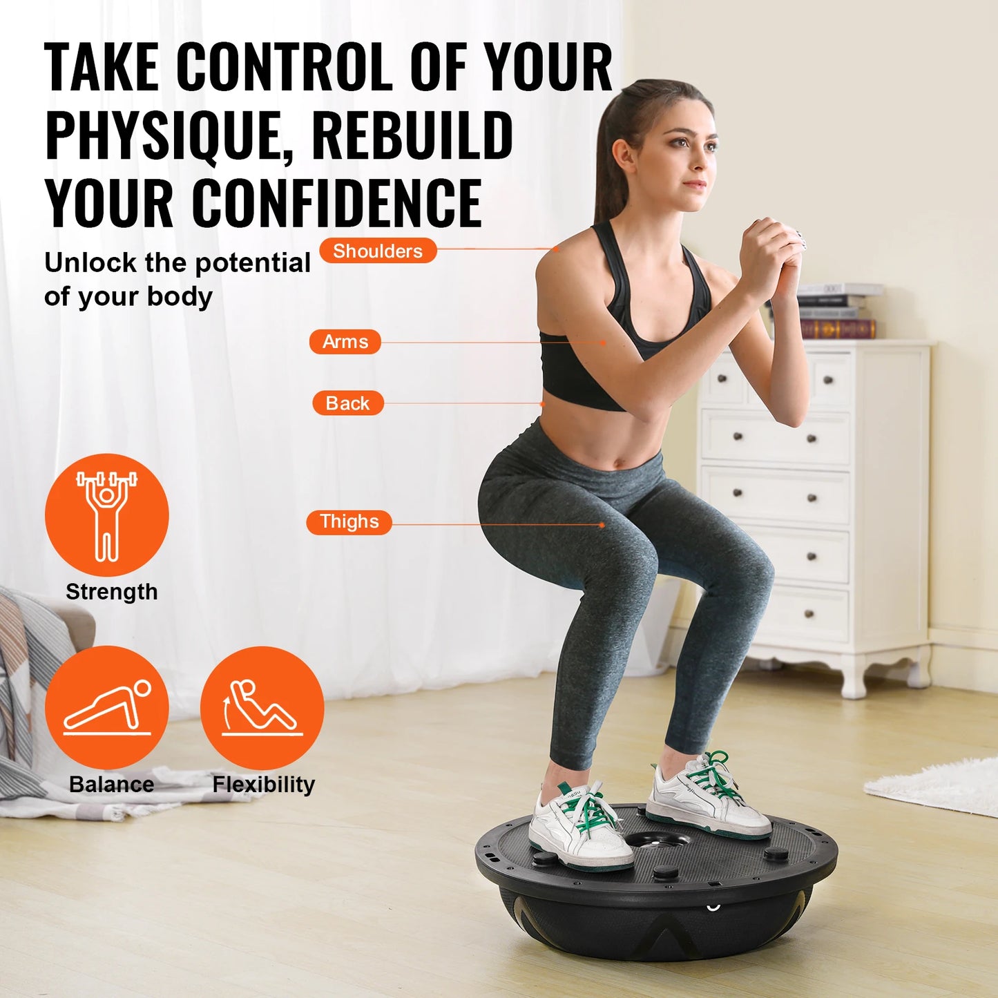 SucceBuy Half Ball Exercise Trainer 660 Lbs Capacity Home Gym