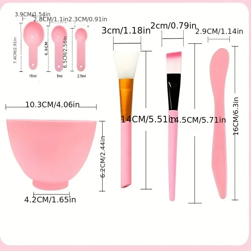 Face Mask Mixing Bowl Set, 7 In 1 DIY Facemask  Facial Mask Bowl Stick Spatula Silicone Soft Face Brushes Spoons facial massager