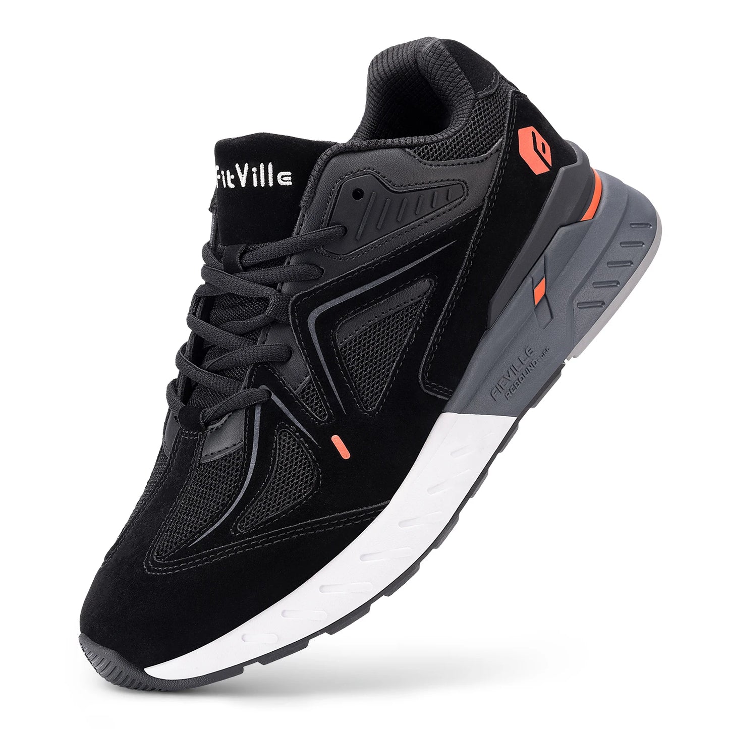 Fittington Mens Walking Shoes Extra Wide Non Slip Sport Sneakers For Flat Feet And Heel Pain Relief