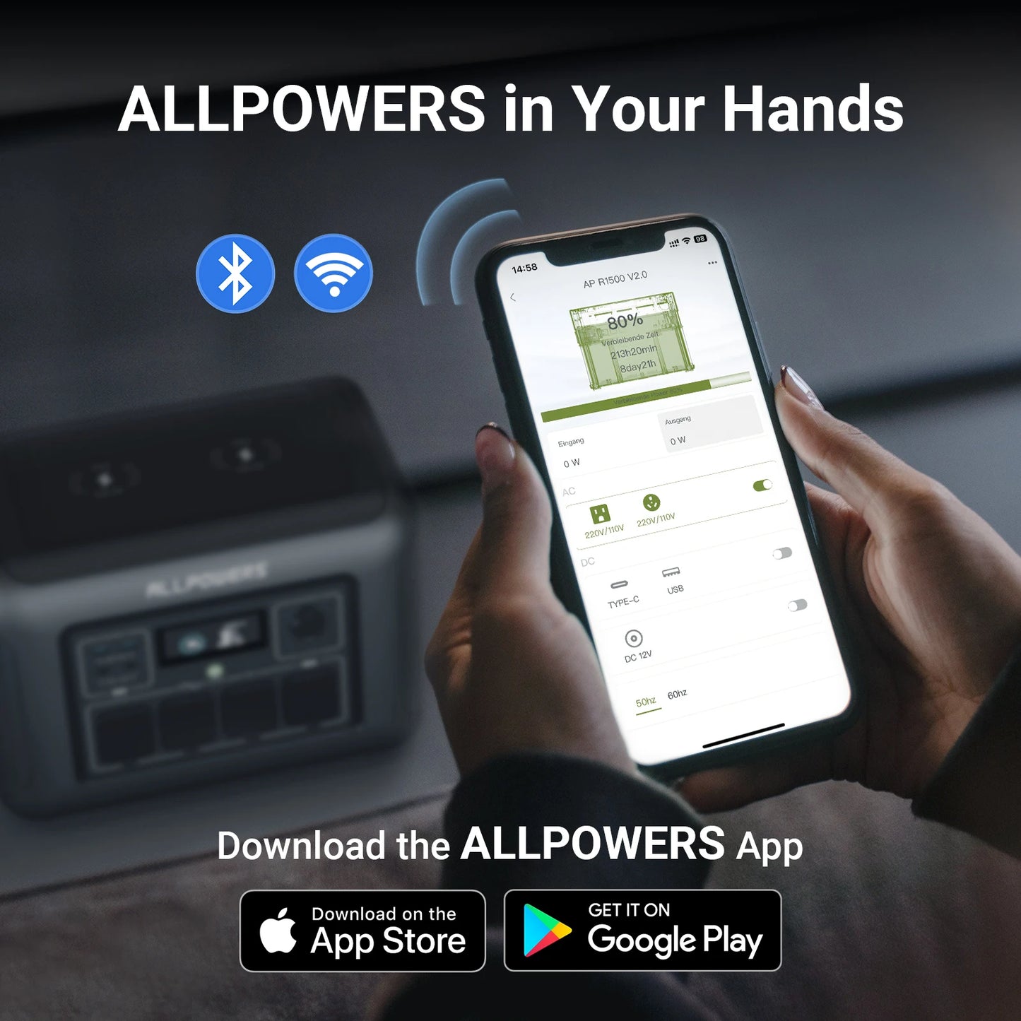 ALLPOWERS R1500 1152Wh LiFePO4 Portable Power Station 1800W AC