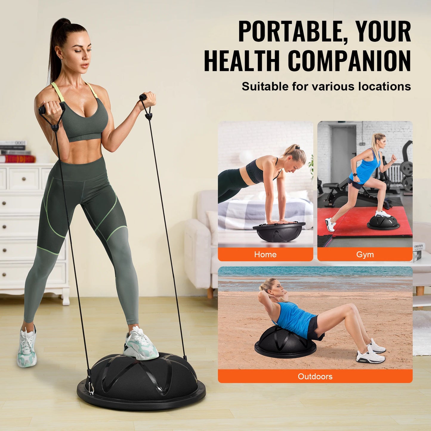 SucceBuy Half Ball Exercise Trainer 660 Lbs Capacity Home Gym