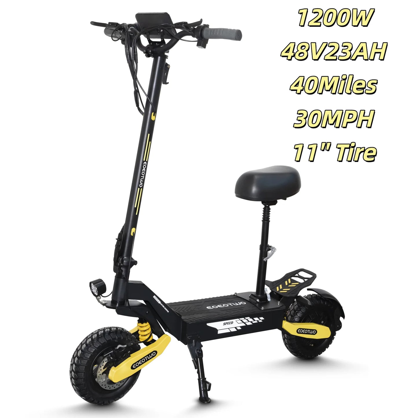 EOEOTWO GT06 Electric Scooter 1200W Motor 30MPH Off-Road E-Scooter 11" Vacuum Tire Foldable Adult Scooter US Stock Fast Ship