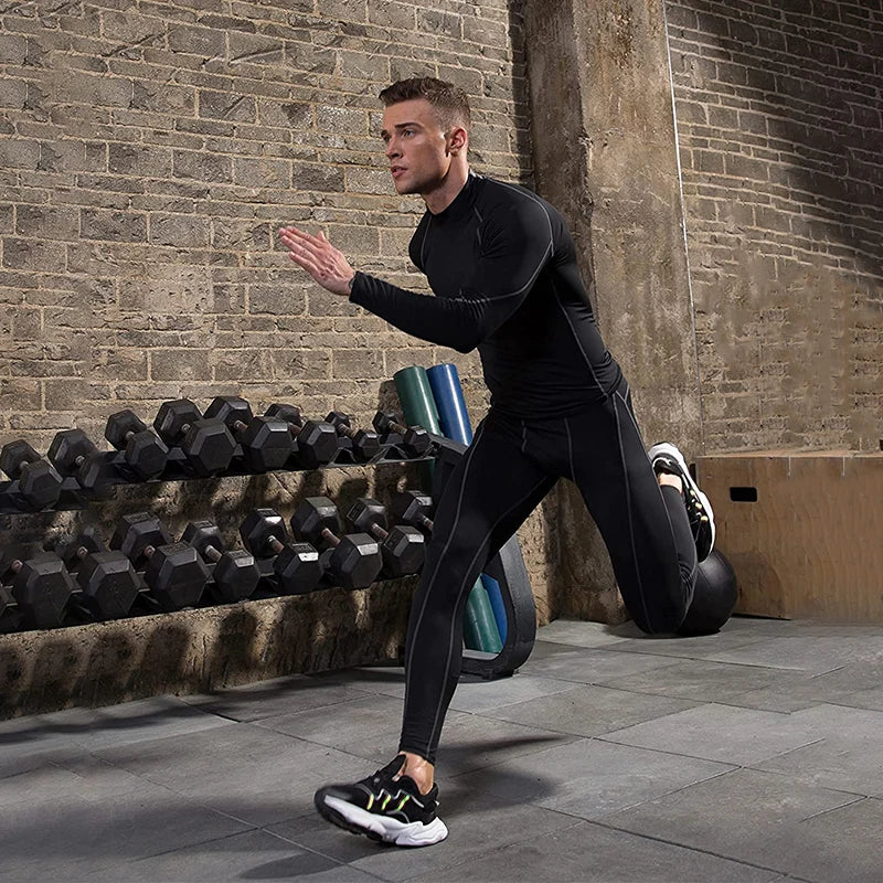 Men Quick Dry Sport T Shirt Long Sleeve Compression Top For Gym Running Performance