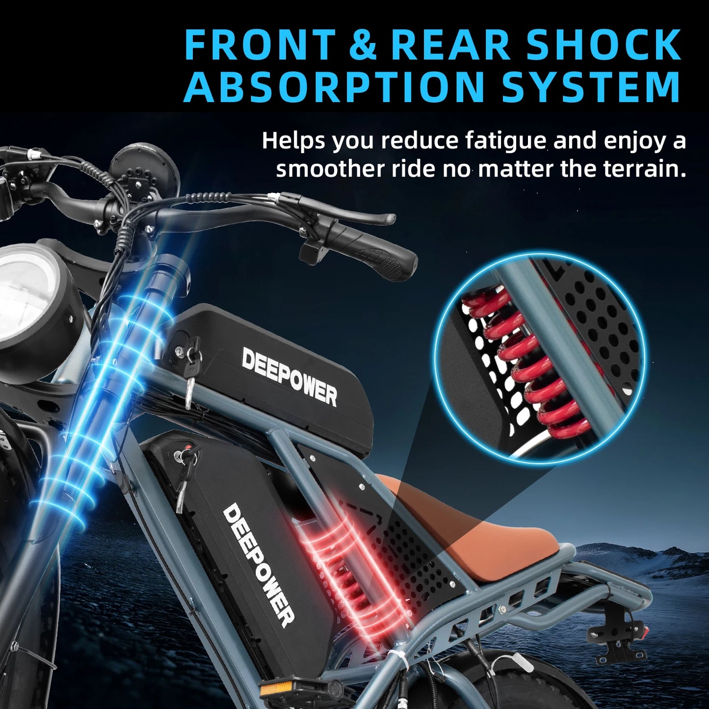 DEEPOWER S7 Electric Mountain Bike 1500W Brushless Motor 48V Battery