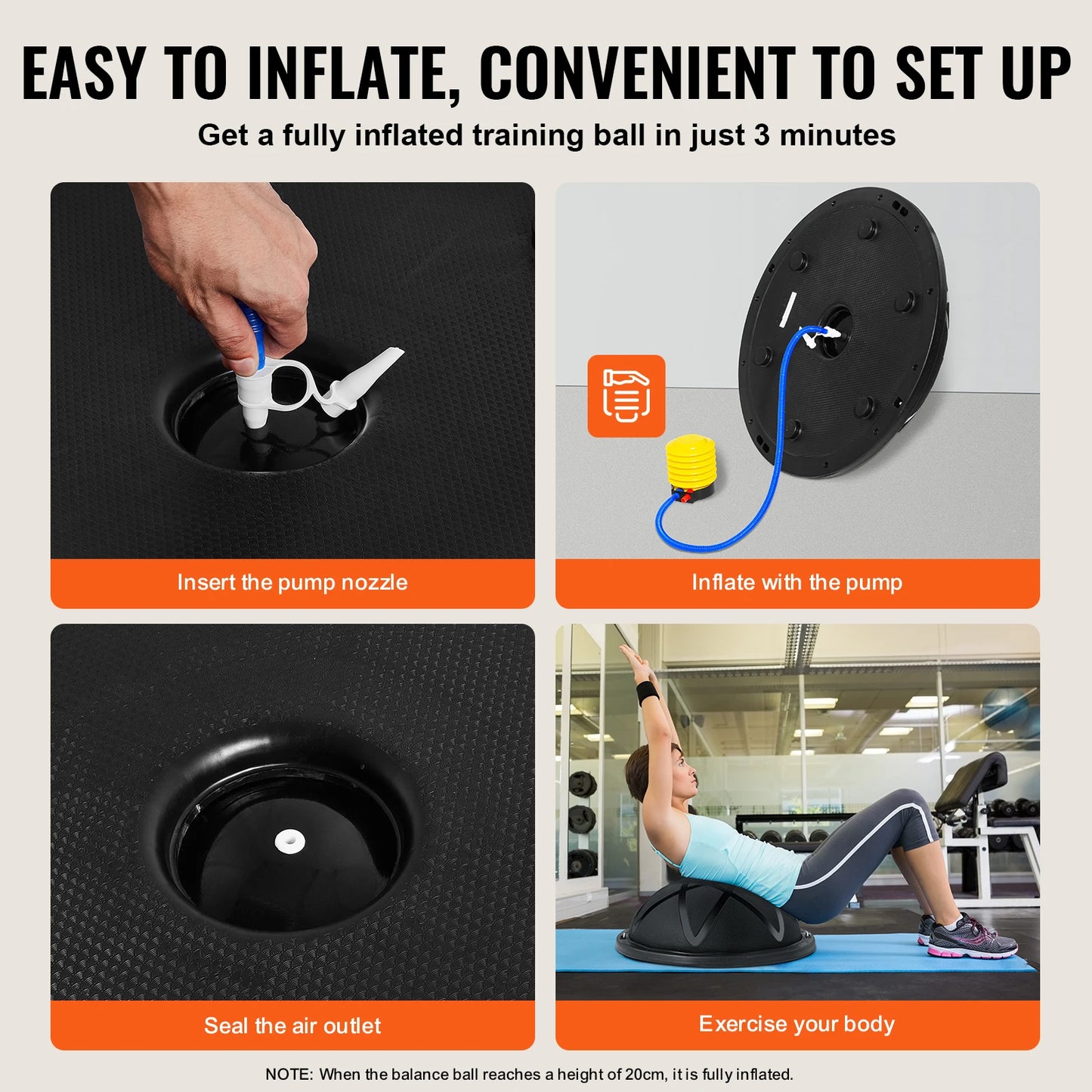 SucceBuy Half Ball Exercise Trainer 660 Lbs Capacity Home Gym