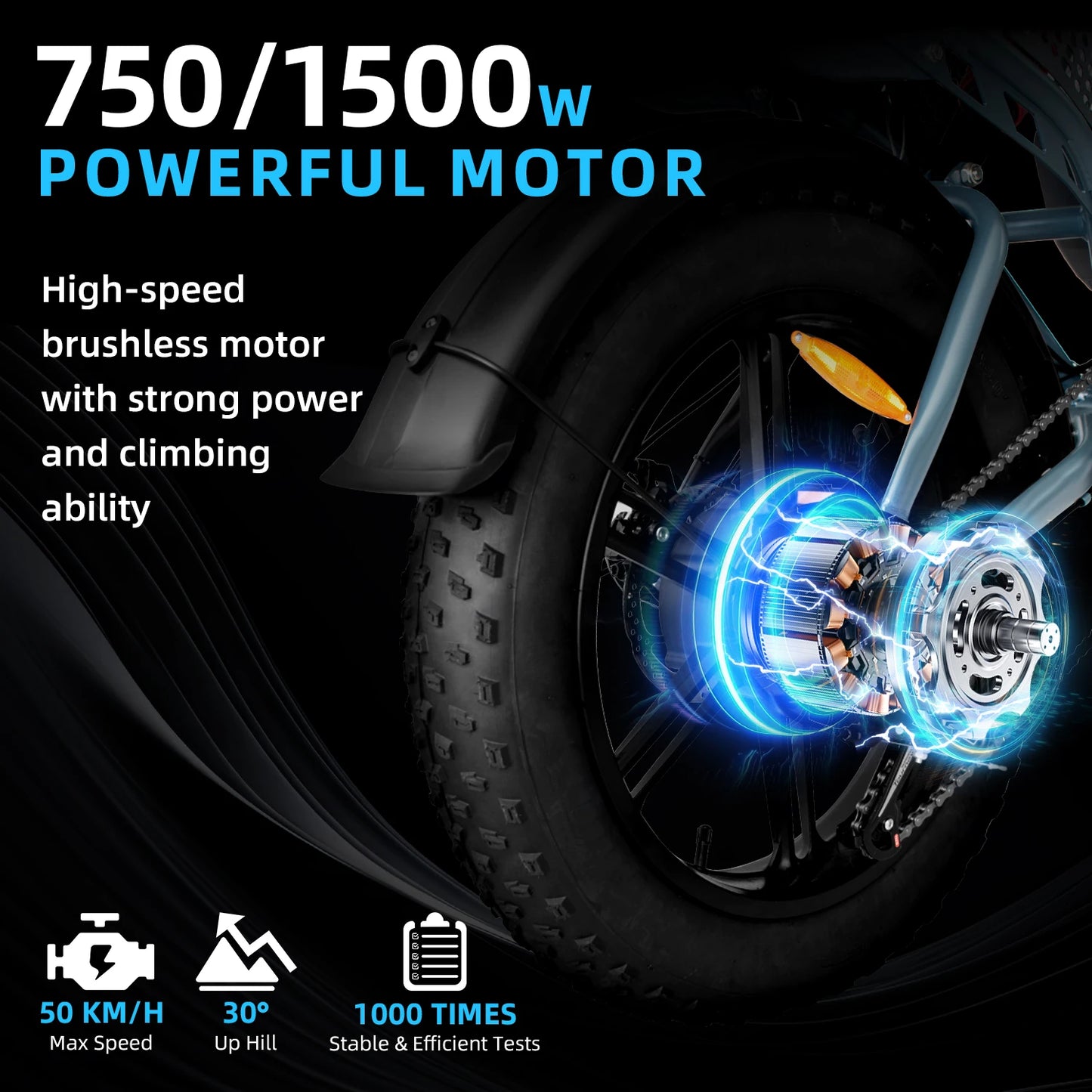 DEEPOWER S7 Electric Mountain Bike 1500W Brushless Motor 48V Battery