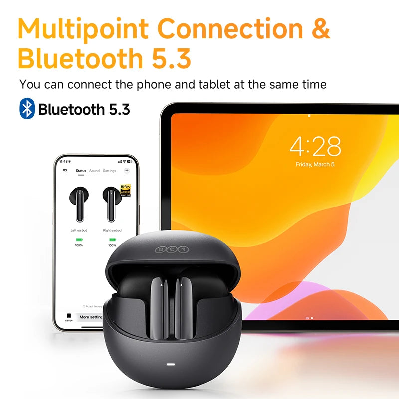 QCYHT10AilyBudsProPlus AdaptiveActiveNoiseCancellation WirelessEarphonesWithLDAC SixMicAIHDMultipoint