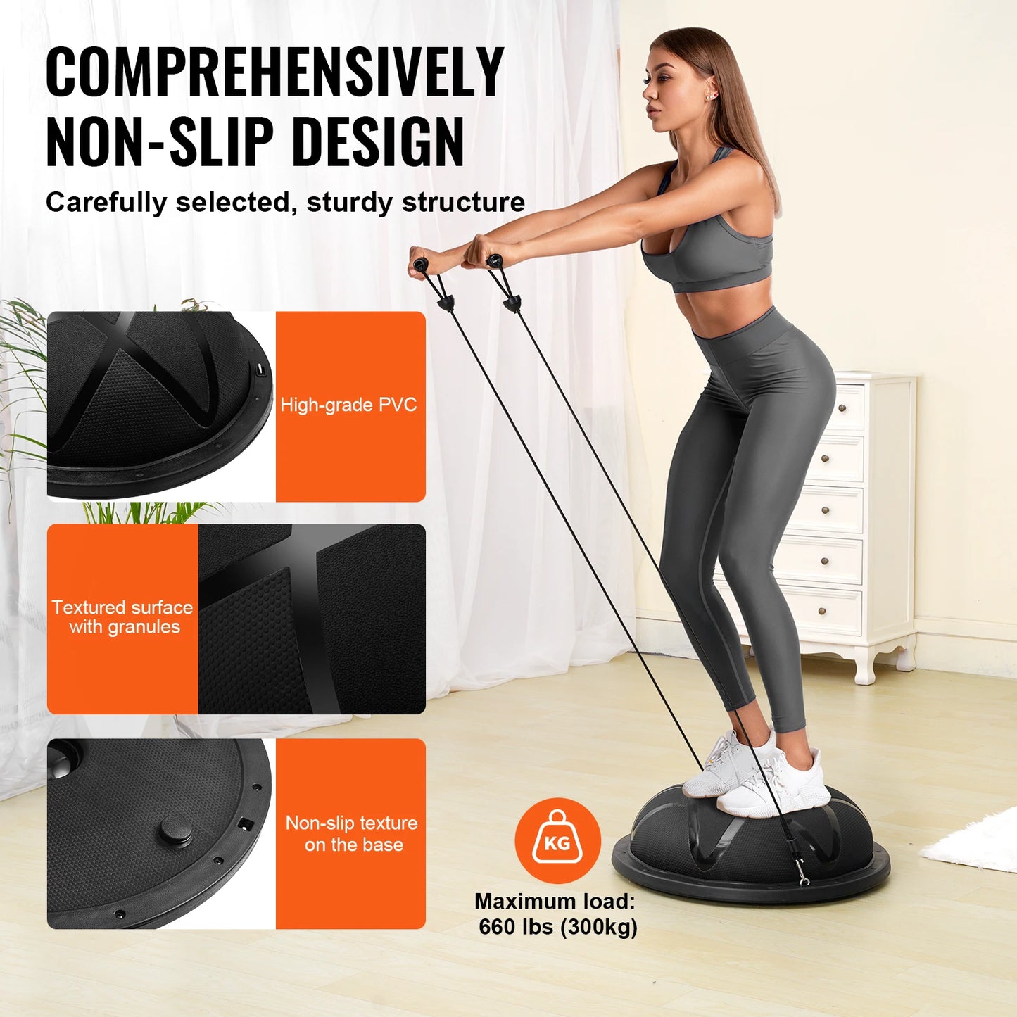SucceBuy Half Ball Exercise Trainer 660 Lbs Capacity Home Gym