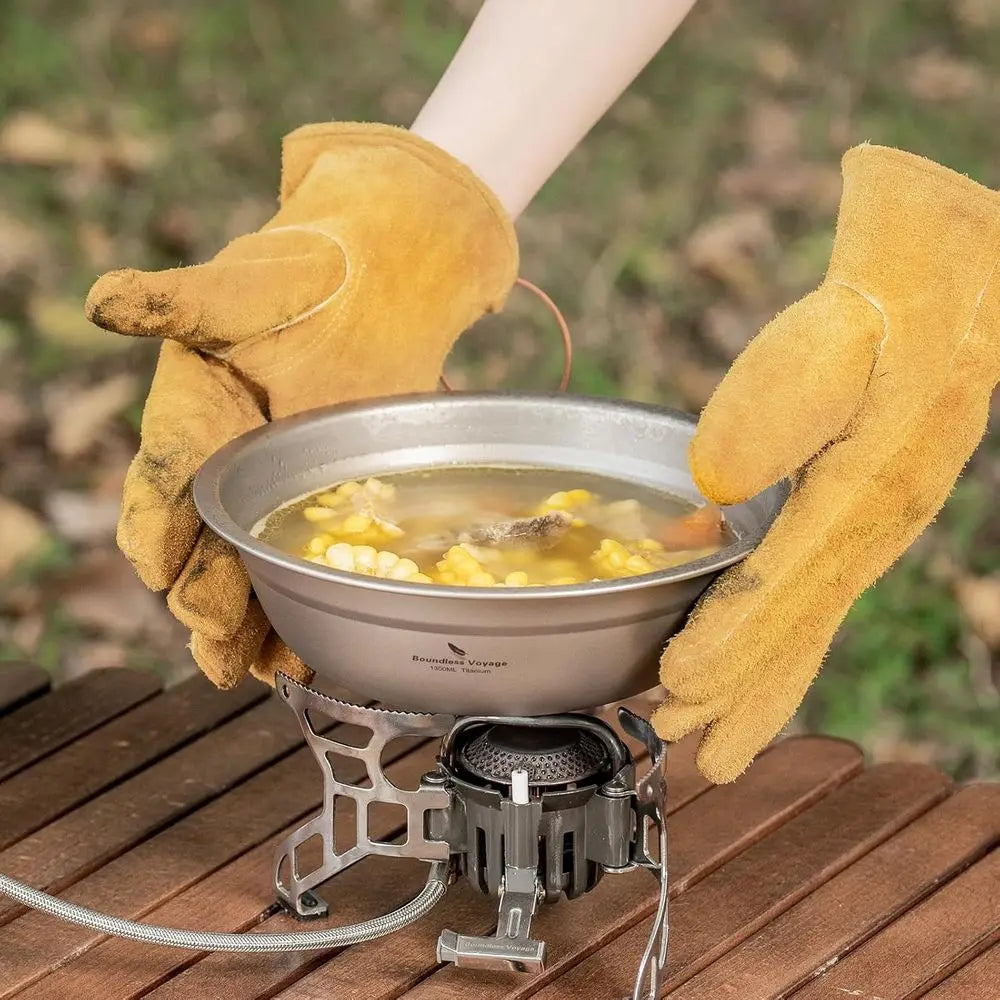 Titanium Camping Plate Bowl Set Stackable Ultralight Dinnerware