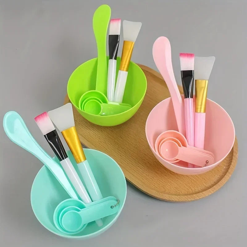 Face Mask Mixing Bowl Set, 7 In 1 DIY Facemask  Facial Mask Bowl Stick Spatula Silicone Soft Face Brushes Spoons facial massager