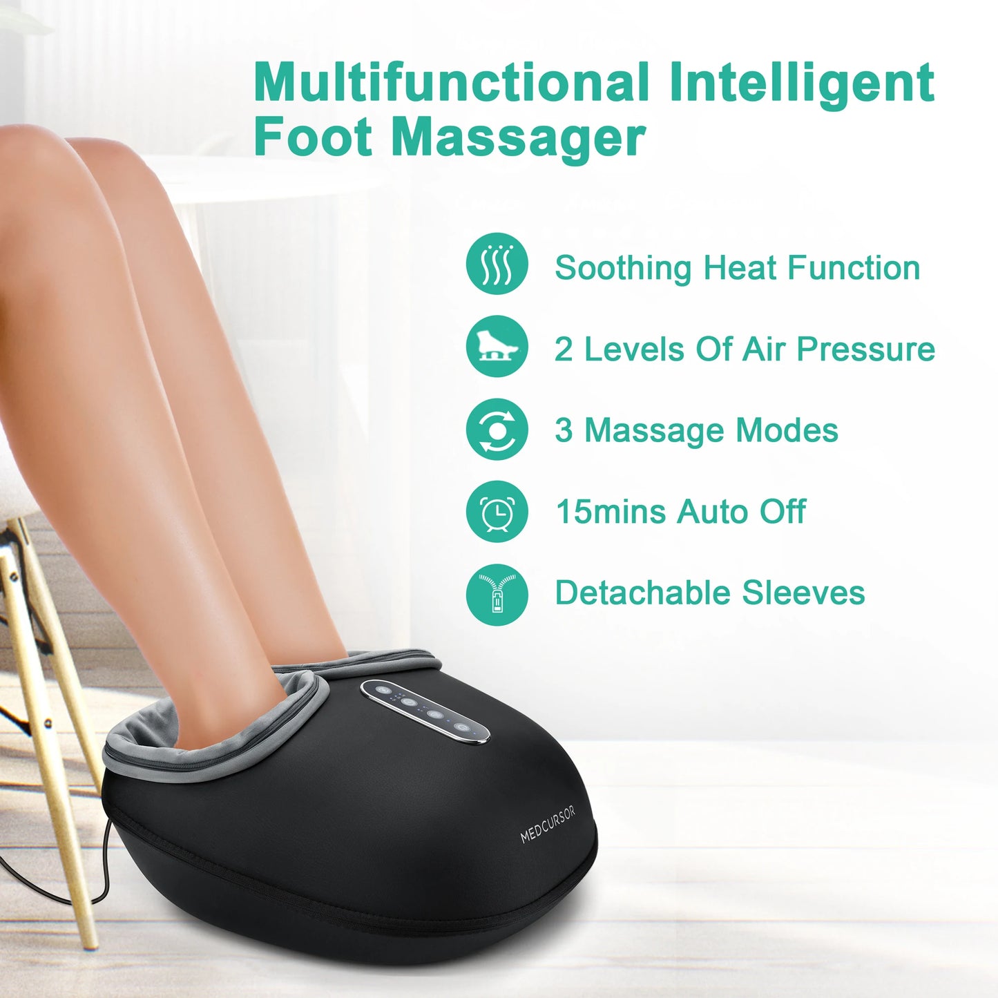 Medcursor Shiatsu Foot Massager With Heat Rollers For Pain Relief