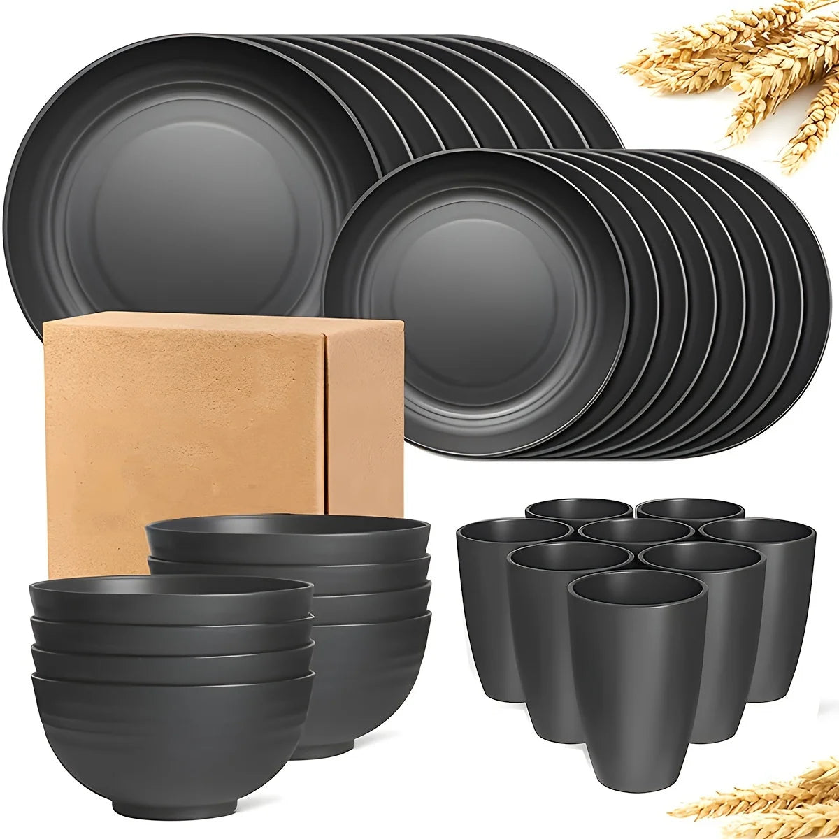 Premium Elegant Multifunctional AllInOne Dinnerware Set Plates Bowls Cups HomeKitchen