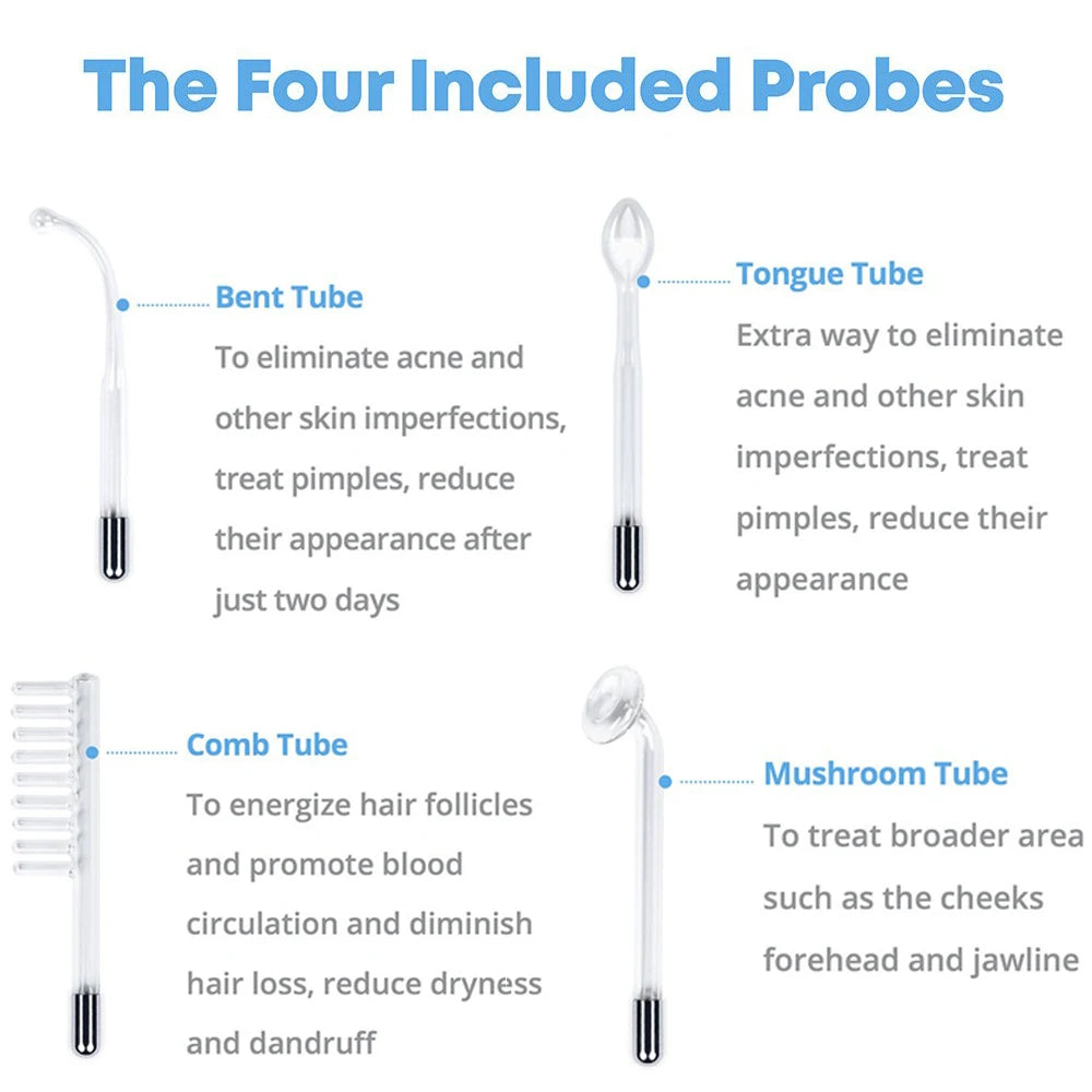 4 in 1 High Frequency Appliance Electrode Tube Wand Electrotherapy Skin Care Facial Spa Tightening Acne Spot Wrinkles Remover