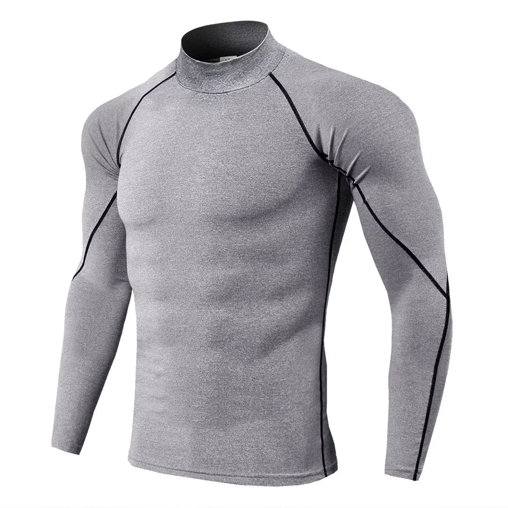 Men Quick Dry Sport T Shirt Long Sleeve Compression Top For Gym Running Performance