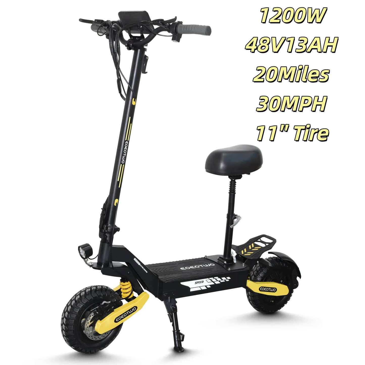 EOEOTWO GT06 Electric Scooter 1200W Motor 30MPH Off-Road E-Scooter 11" Vacuum Tire Foldable Adult Scooter US Stock Fast Ship