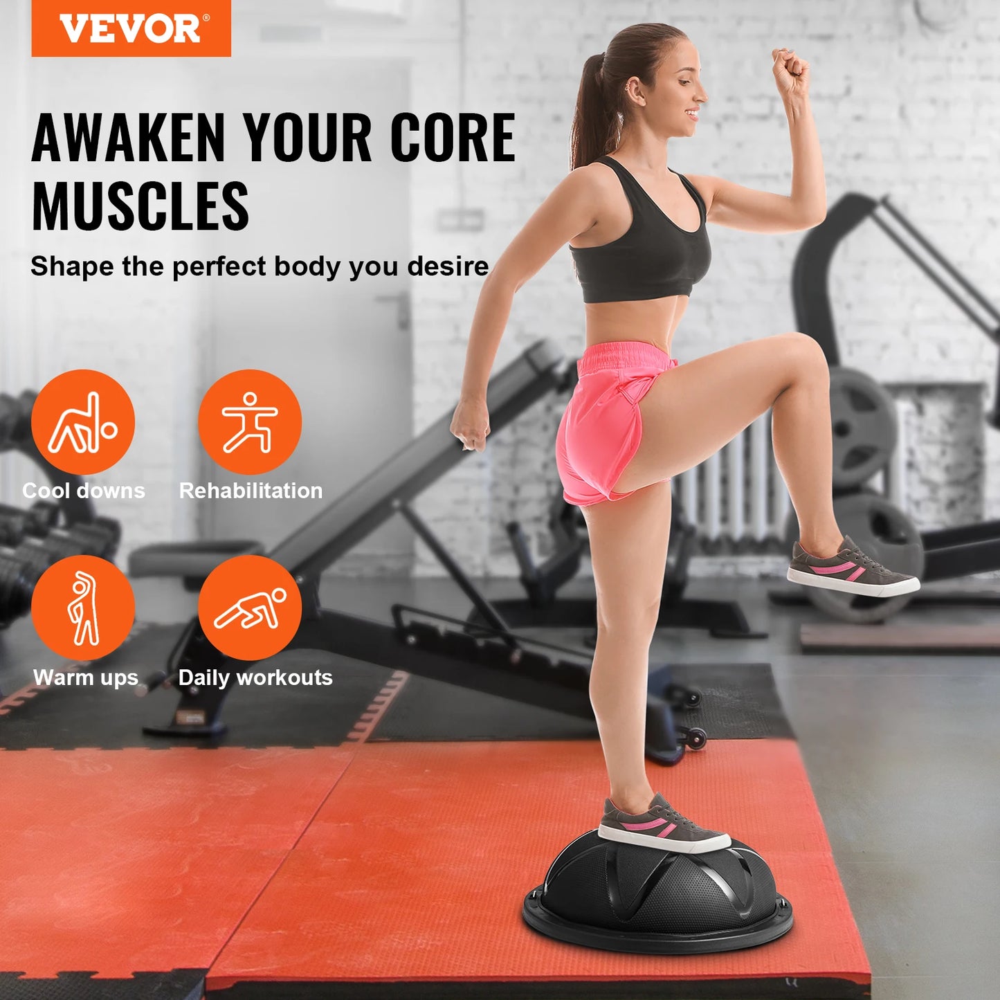 SucceBuy Half Ball Exercise Trainer 660 Lbs Capacity Home Gym