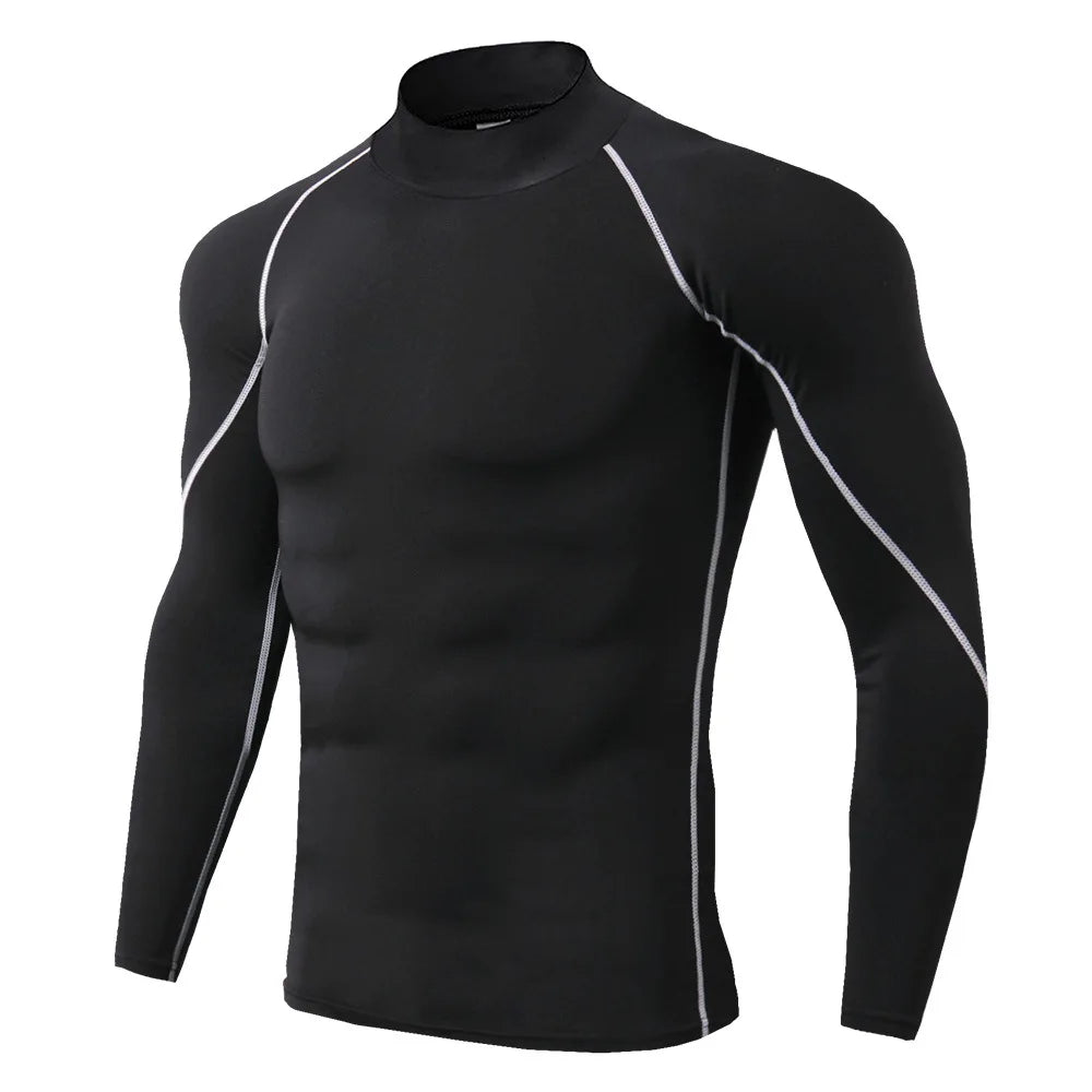 Men Quick Dry Sport T Shirt Long Sleeve Compression Top For Gym Running Performance