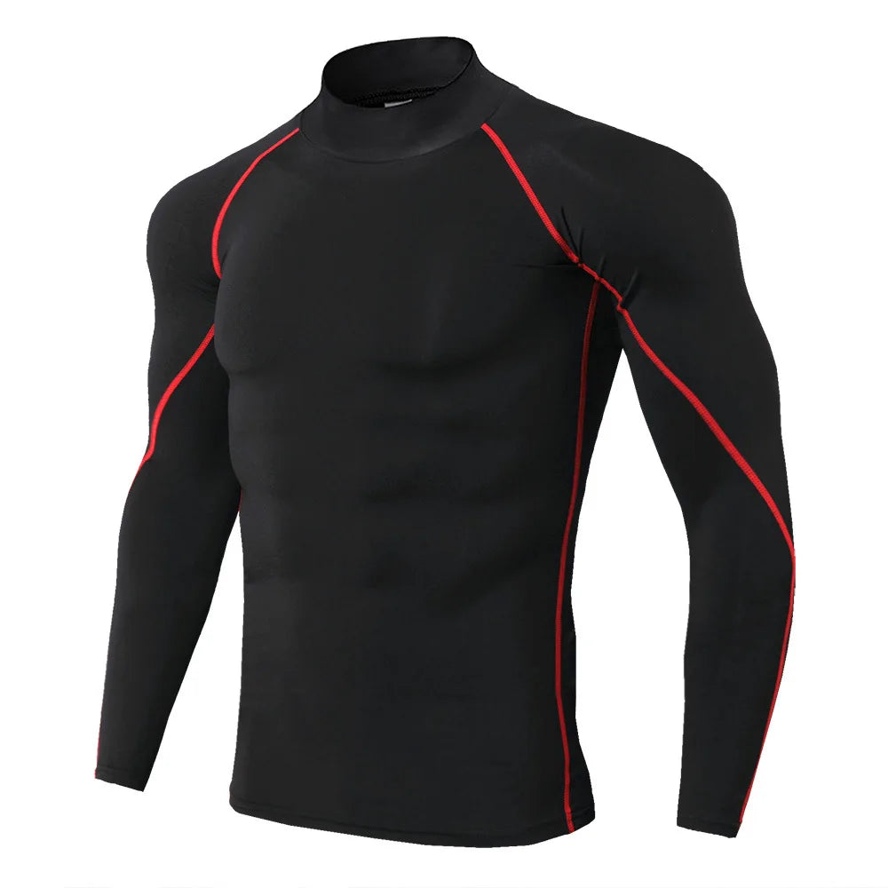 Men Quick Dry Sport T Shirt Long Sleeve Compression Top For Gym Running Performance