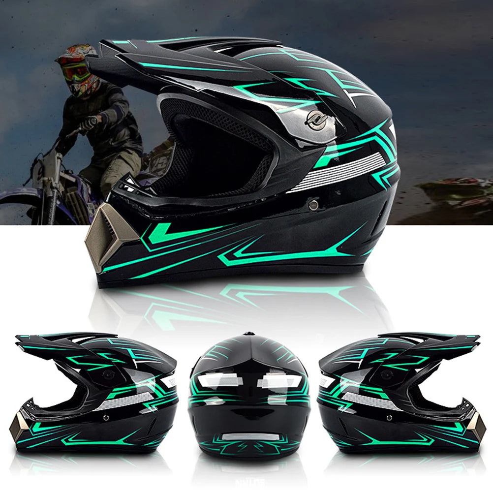 Motocross Helmet Motocross Dirt Bike Off Road Motorbike Helmet Set Full Face MTB Helmet with Goggles Gloves Face Cover