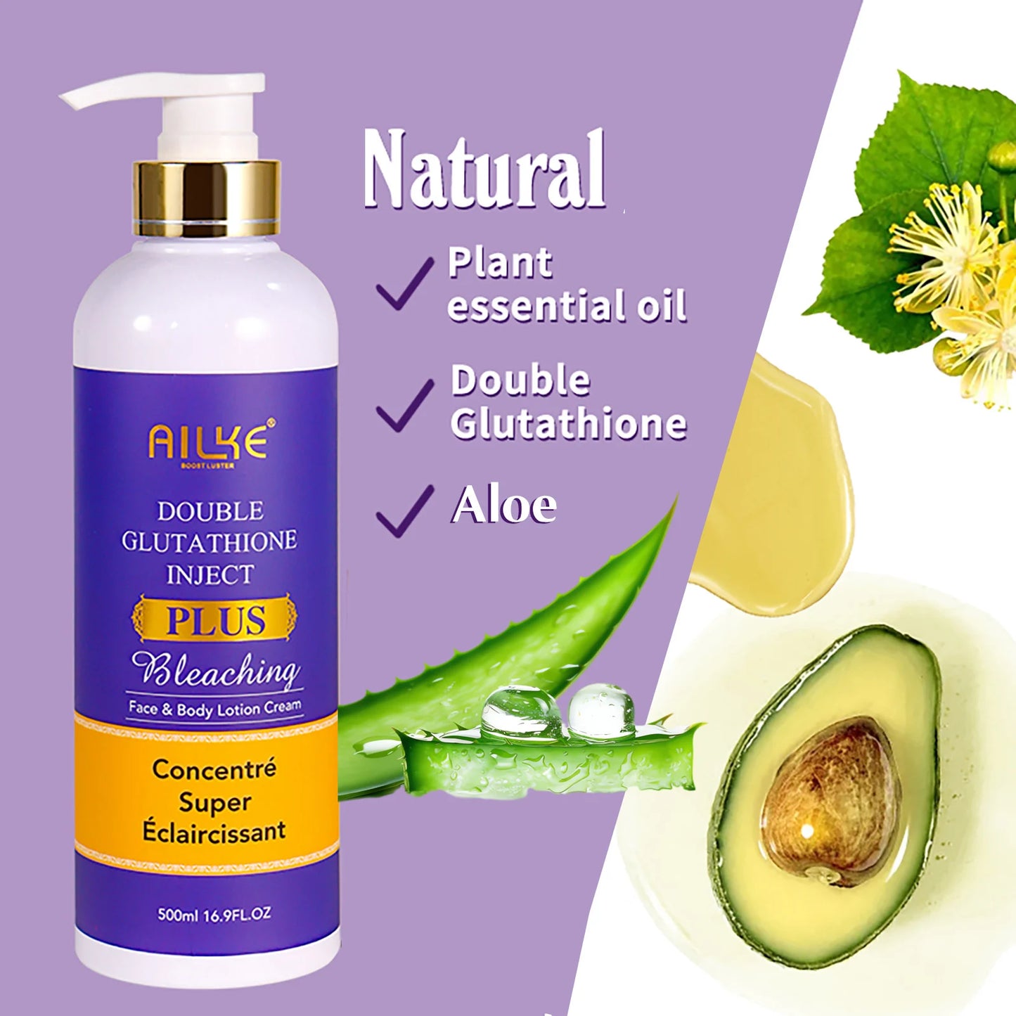 AILKE Glutathione Whitening Cream, Advanced Lightening Lotion, Glowing Cream For All Skin, Reduce Dark Spots, Even Skin Tone