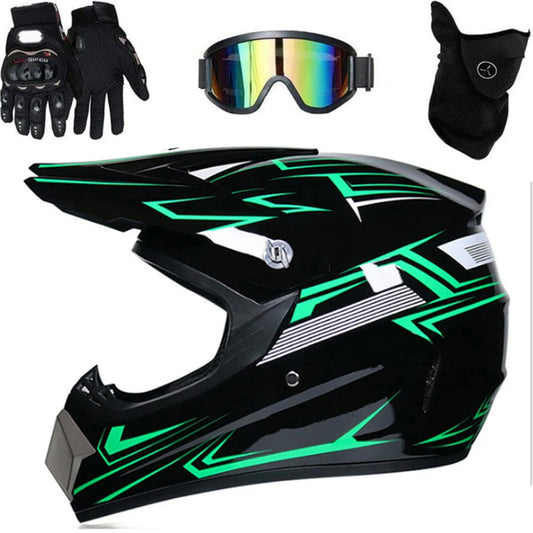 Motocross Helmet Motocross Dirt Bike Off Road Motorbike Helmet Set Full Face MTB Helmet with Goggles Gloves Face Cover