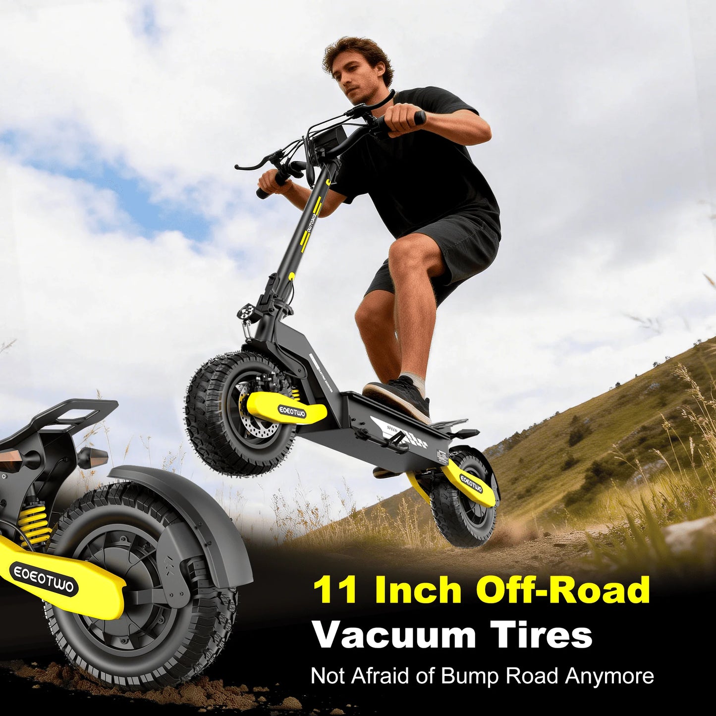 EOEOTWO GT06 Electric Scooter 1200W Motor 30MPH Off-Road E-Scooter 11" Vacuum Tire Foldable Adult Scooter US Stock Fast Ship