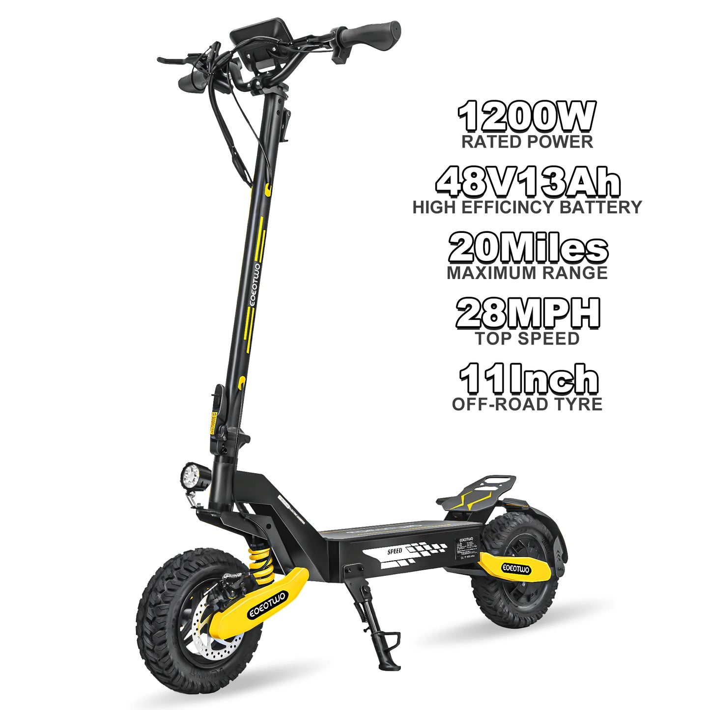EOEOTWO GT06 Electric Scooter 1200W Motor 30MPH Off-Road E-Scooter 11" Vacuum Tire Foldable Adult Scooter US Stock Fast Ship