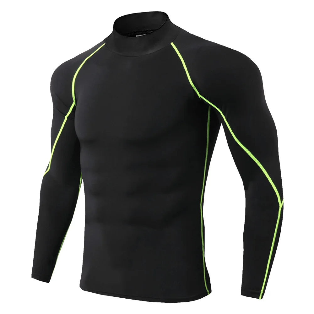 Men Quick Dry Sport T Shirt Long Sleeve Compression Top For Gym Running Performance