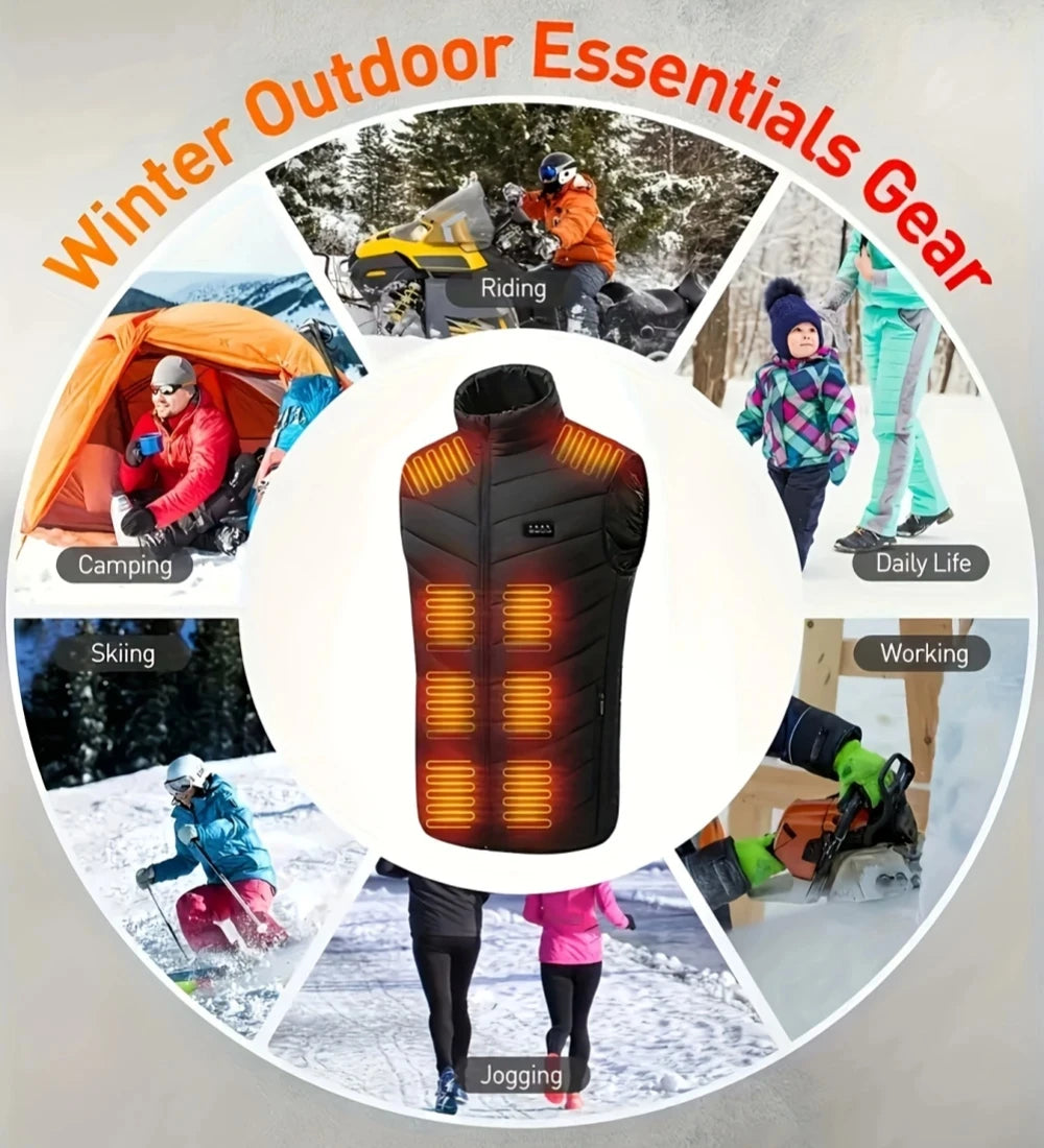 28/9 Areas Heated Vest Men Jacket Heated Winter Womens Electric Usb Heater Camping Jacket Man Thermal Vest Body Warmer Coat 6XL