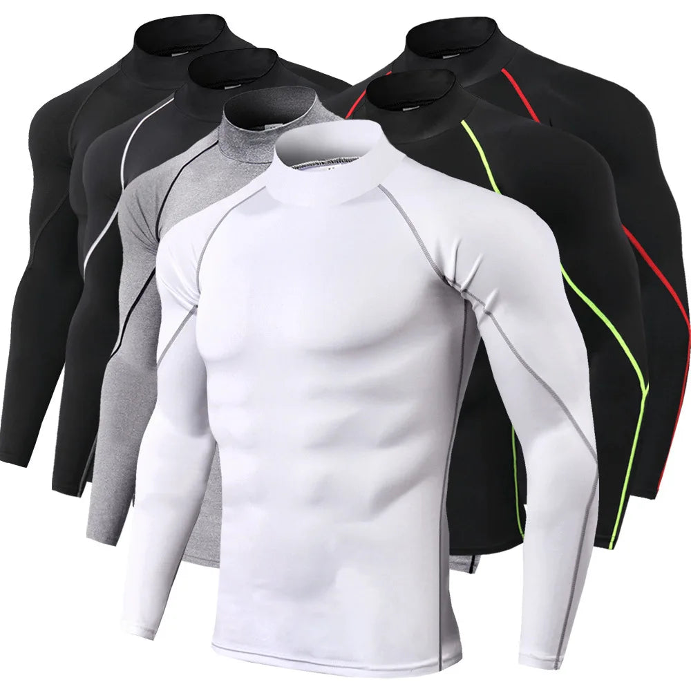 Men Quick Dry Sport T Shirt Long Sleeve Compression Top For Gym Running Performance