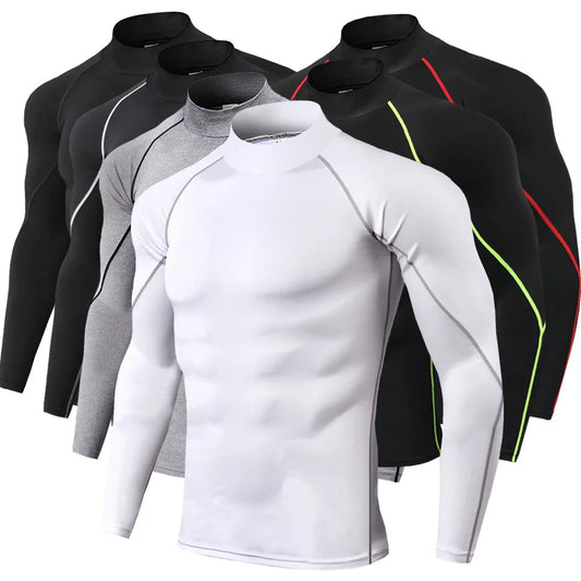 Men Quick Dry Sport T Shirt Long Sleeve Compression Top For Gym Running Performance